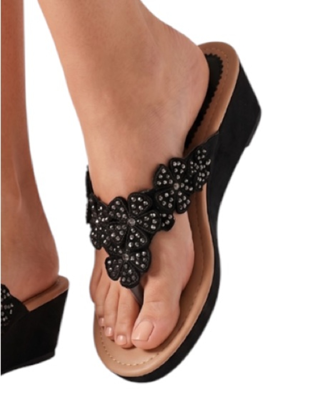 Dress flip flop sandals flowers sequins NWOT